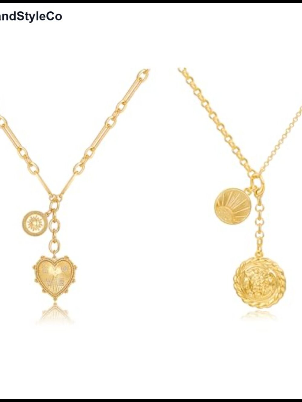 Chunky Gold Plated Lion Coin Heart Pendant Necklace